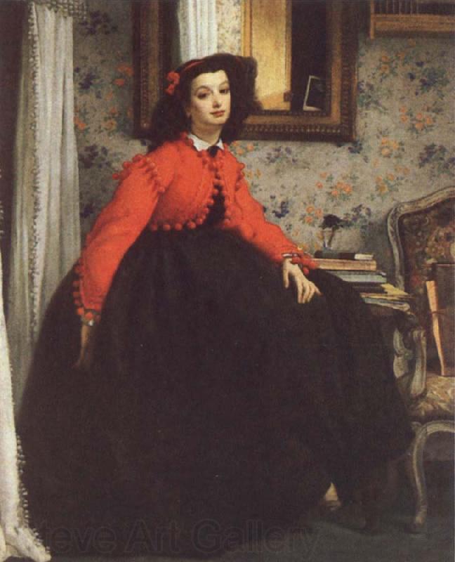James Tissot Portrait of Mill L L,Called woman in Red Vest France oil painting art
